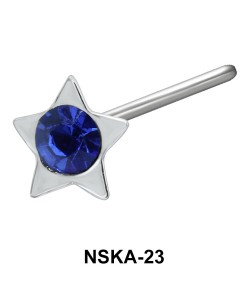 Stone Star Shaped Silver Straight Nose Stud NSKA-23